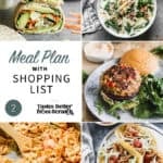 A collage of 5 recipes from meal plan 2.