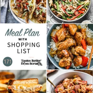 A collage of 5 recipes from meal plan 171.