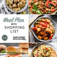 A collage of 5 recipes from meal plan 206.