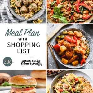 A collage of 5 recipes from meal plan 206.