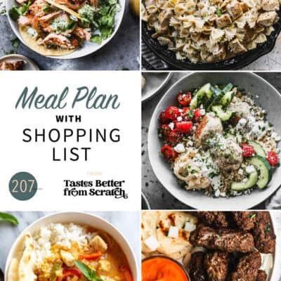 A collage of 5 recipes from meal plan 207.