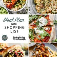 A collage of 5 recipes from meal plan 208.