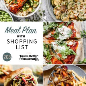 A collage of 5 recipes from meal plan 208.