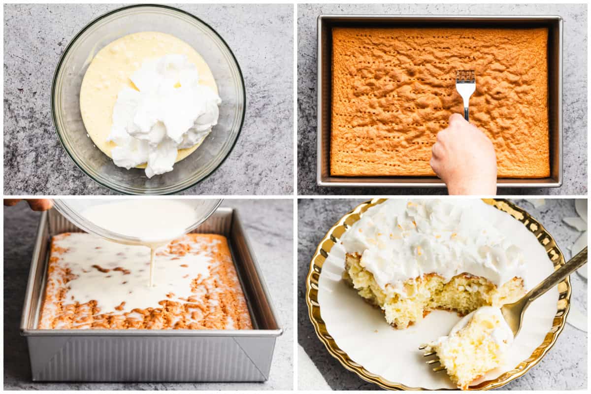 This easy Coconut Tres Leches Cake is so simple to make from scratch at home. Bake a fluffy sponge cake, pour the three milk mixture on, and frost with fluffy whipped cream. It's the best Summer dessert with a tropical twist. 