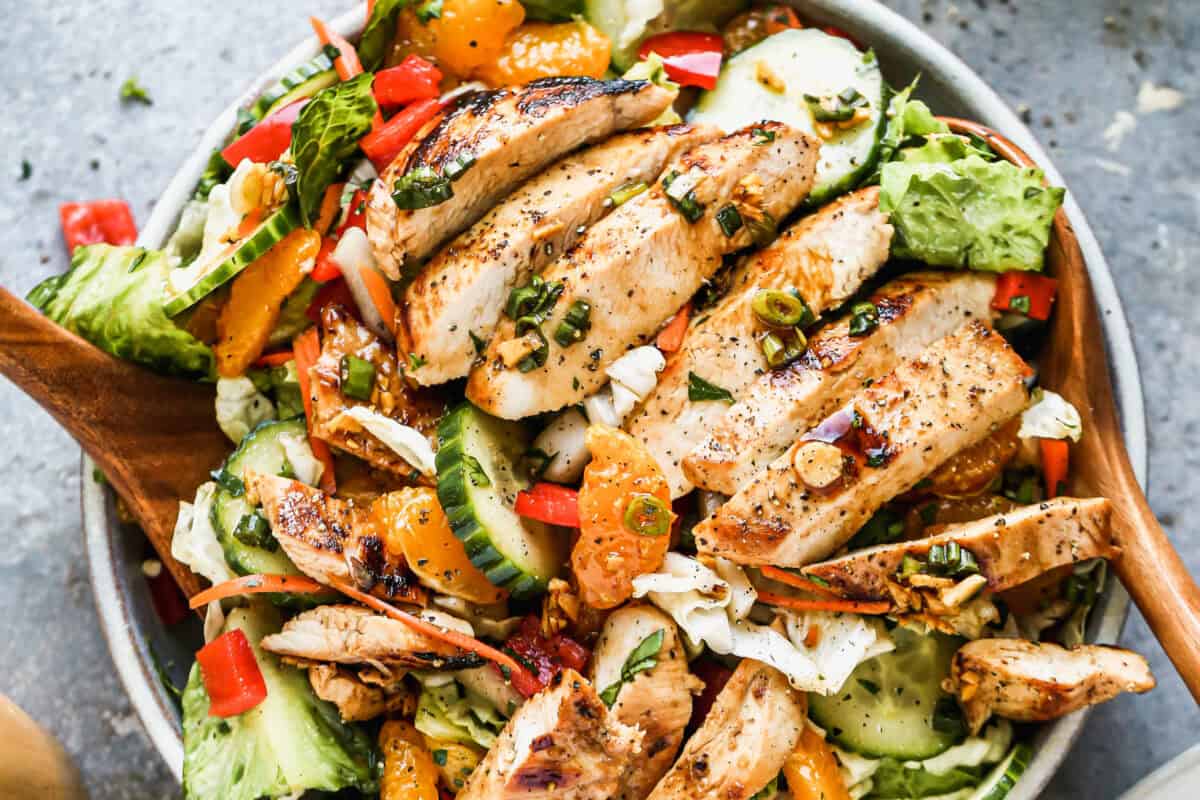 Perfect for meal prep or busy family dinners, this Asian chicken salad brings protein, crunch, and bright citrus flavor to the table.