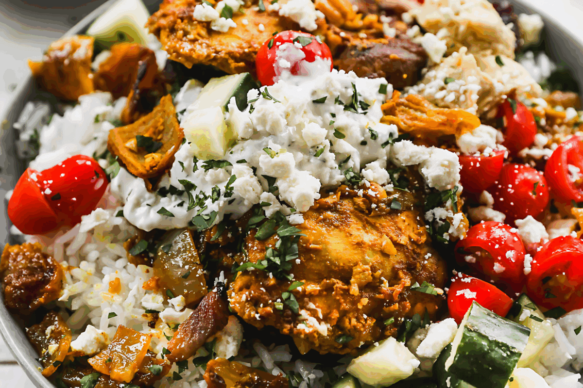 Juicy shawarma-spiced chicken layered with crisp veggies, grains, and creamy tzatziki for a satisfying weeknight dinner that feels like a street-food favorite.