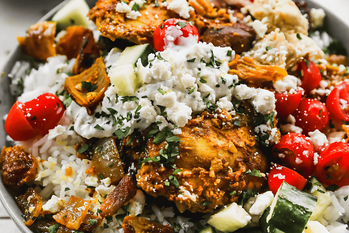 Juicy shawarma-spiced chicken layered with crisp veggies, grains, and creamy tzatziki for a satisfying weeknight dinner that feels like a street-food favorite.