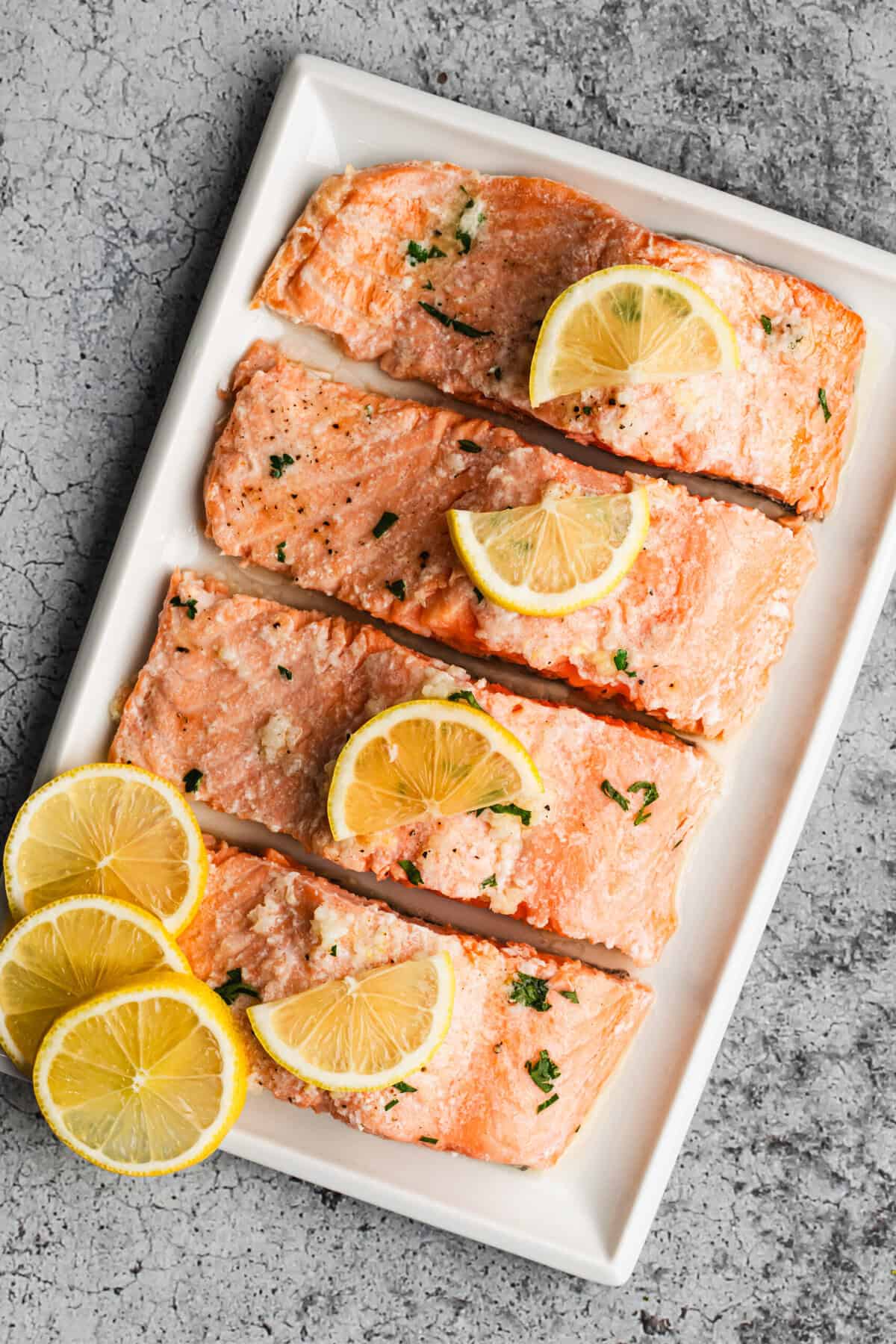 This baked salmon recipe is a no-fuss, nutritious weeknight dinner that tastes a bit fancy.