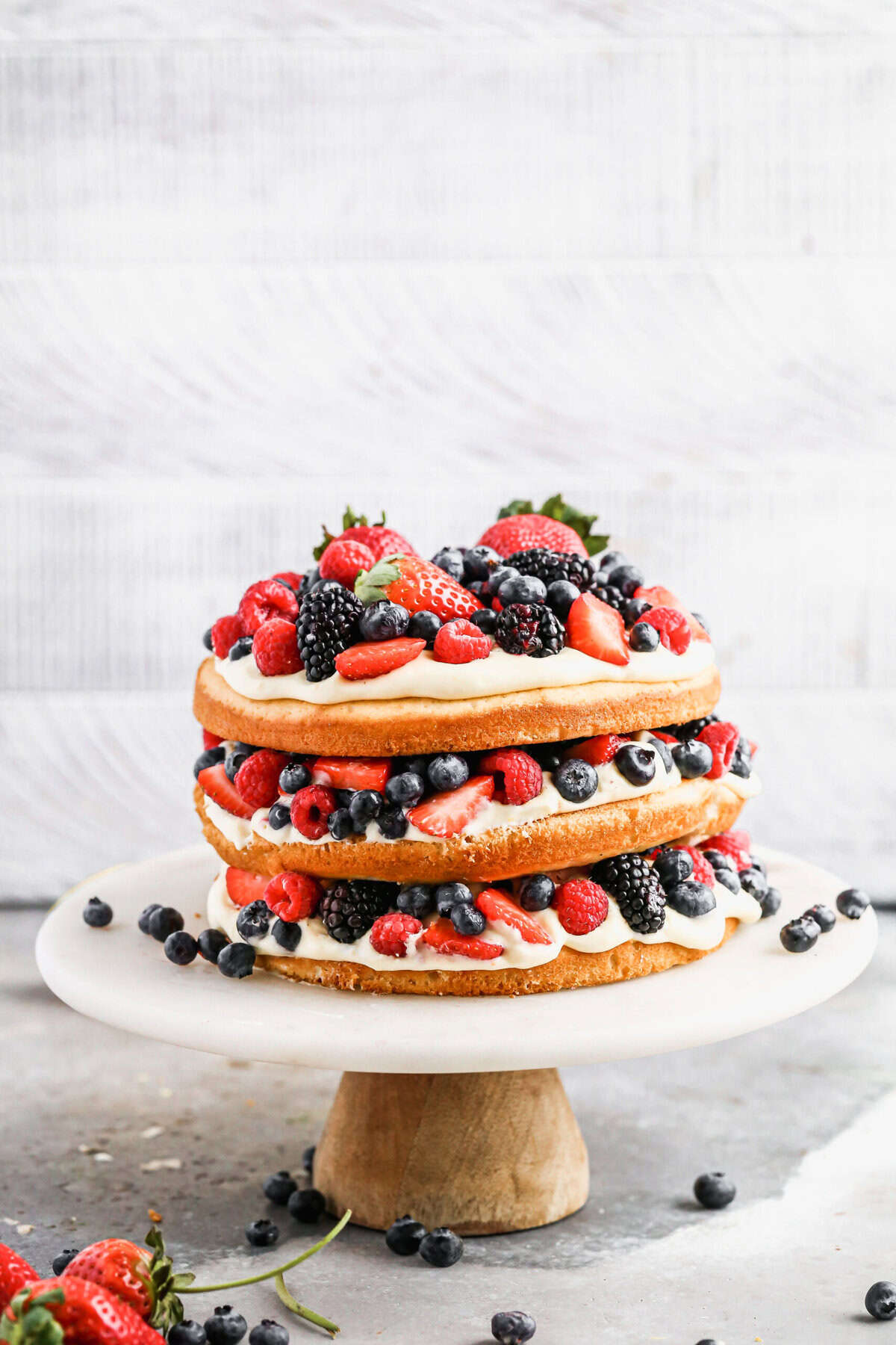 Berry Cake brings seasonal fruit and a touch of elegance to showers, brunches, or backyard gatherings.