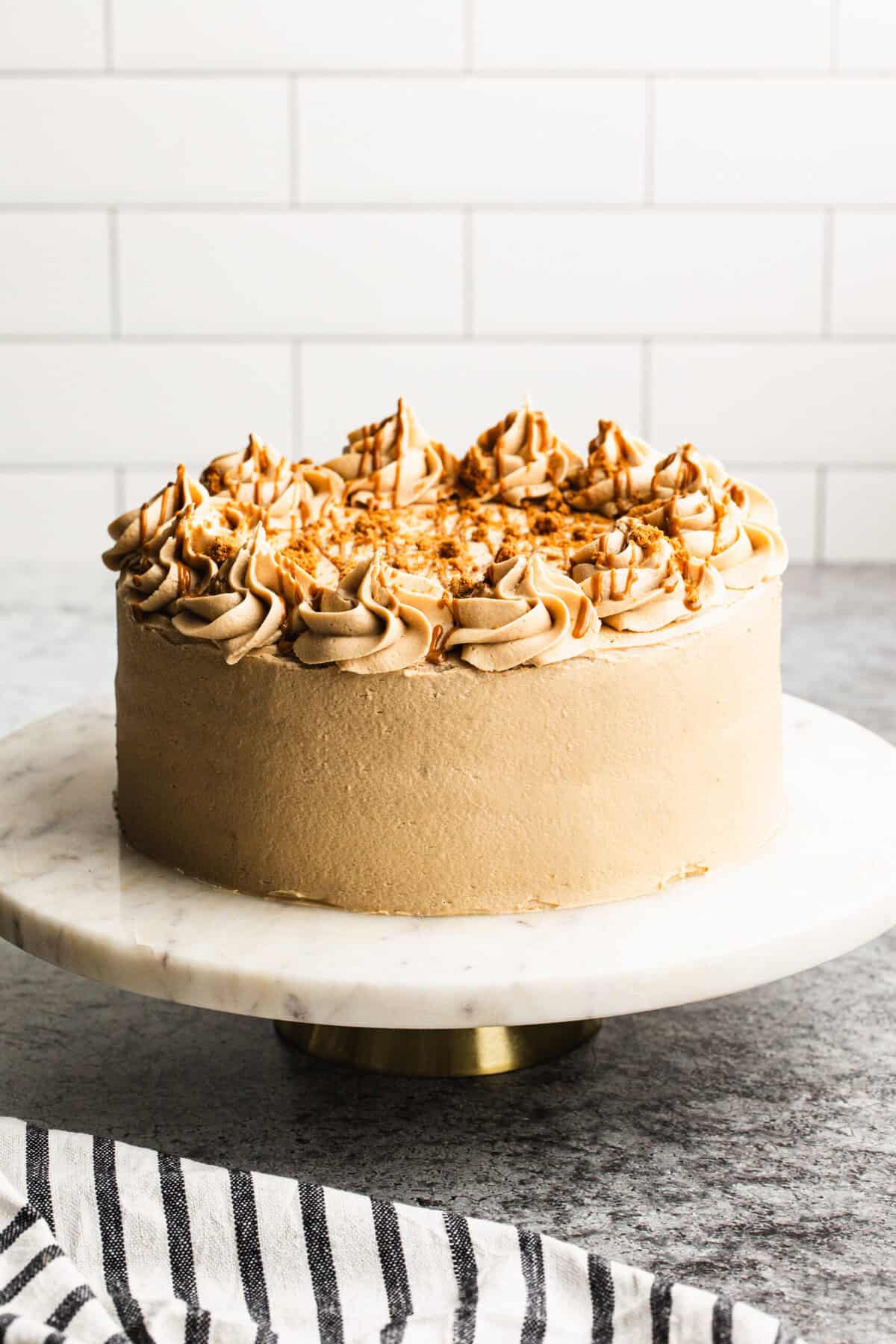 Biscoff Cake brings cozy cookie flavor into a beautiful cake that’s ideal for impressing guests.