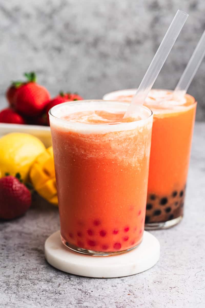 This boba smoothie is a fun, refreshing drink that adds a playful twist to any brunch table.