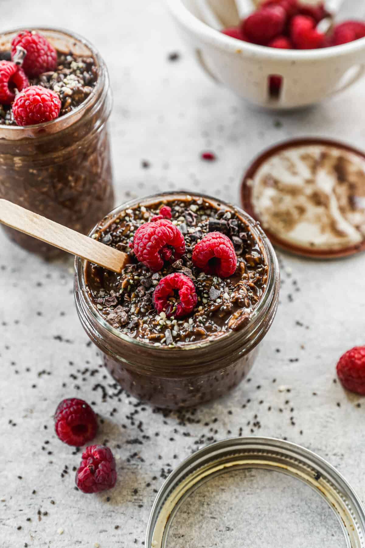 Chocolate overnight oats are the perfect prep-ahead snack that tastes like dessert but keeps everyone full for hours.