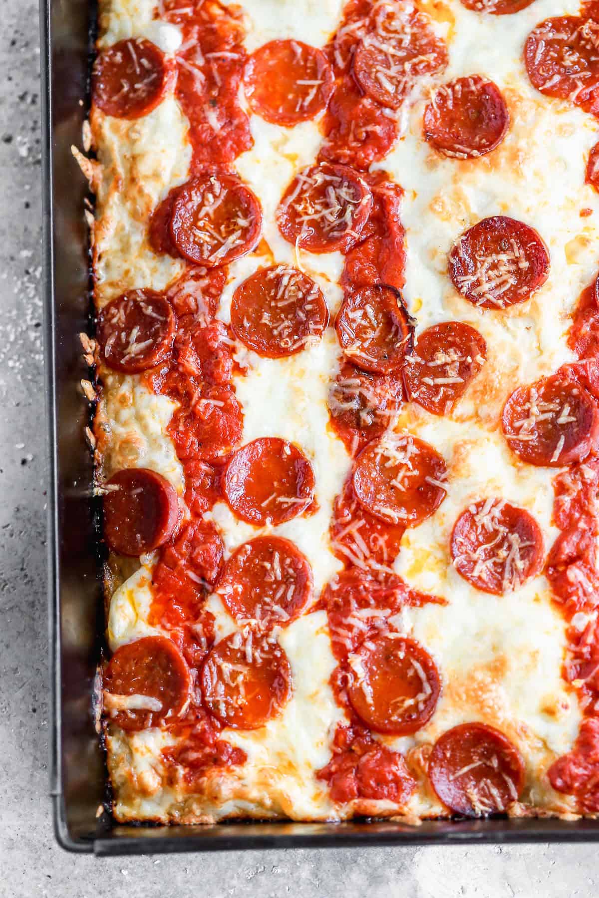 This Detroit pan-style pizza is perfect when you want something hearty and totally satisfying.