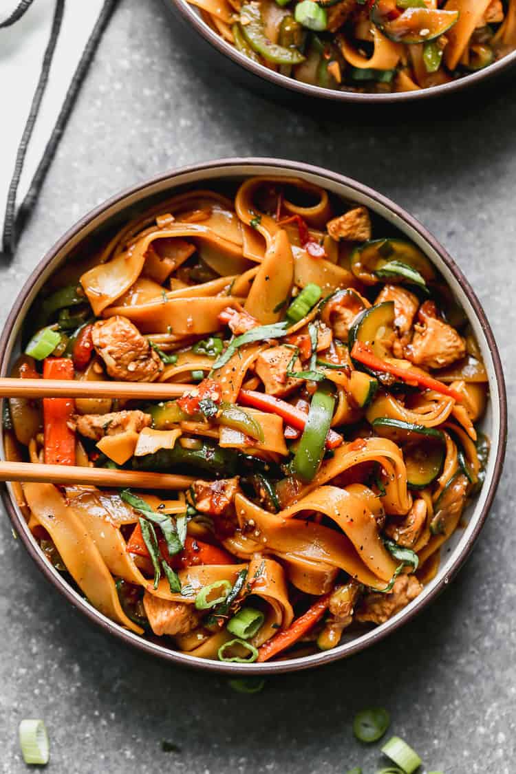 These quick Thai-style drunken noodles are a great way to use up summer zucchini in a bold, flavorful dinner.