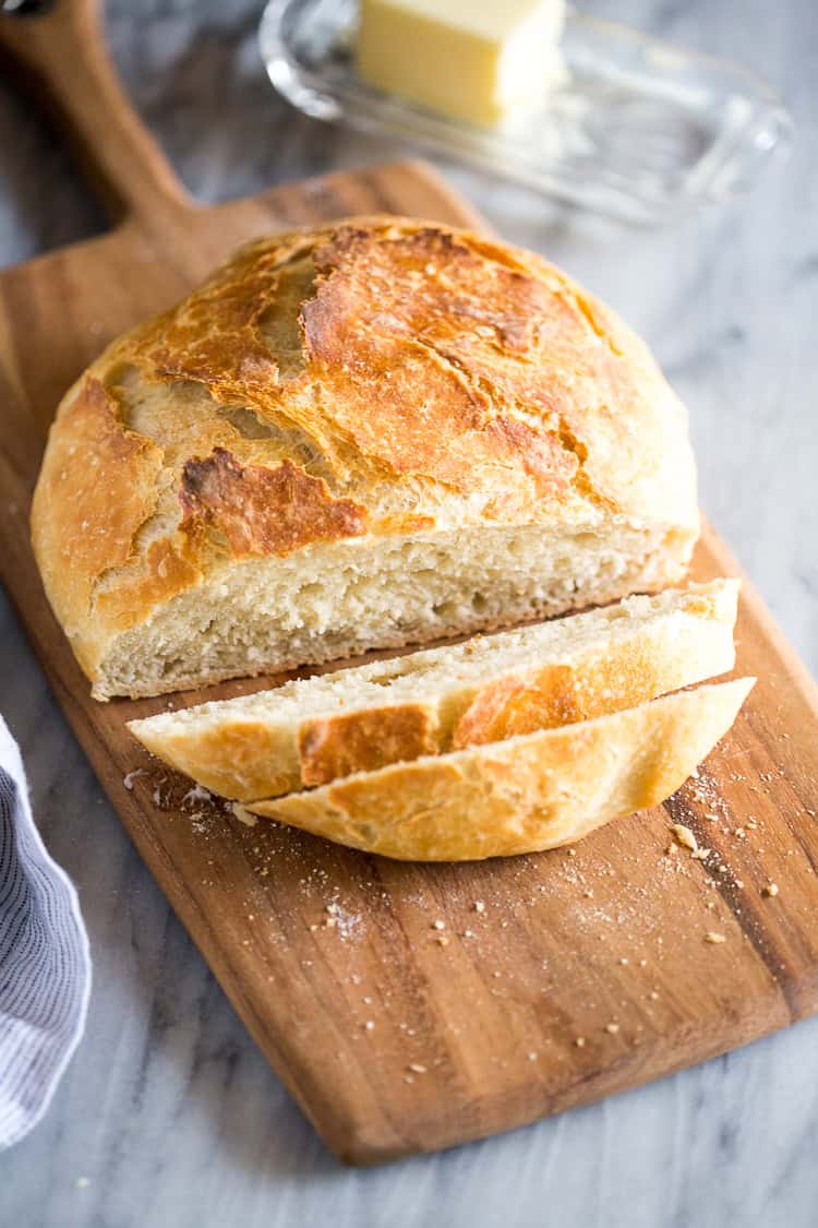 This no knead artisan bread has a crispy crust and soft, airy inside for the perfect homemade loaf.