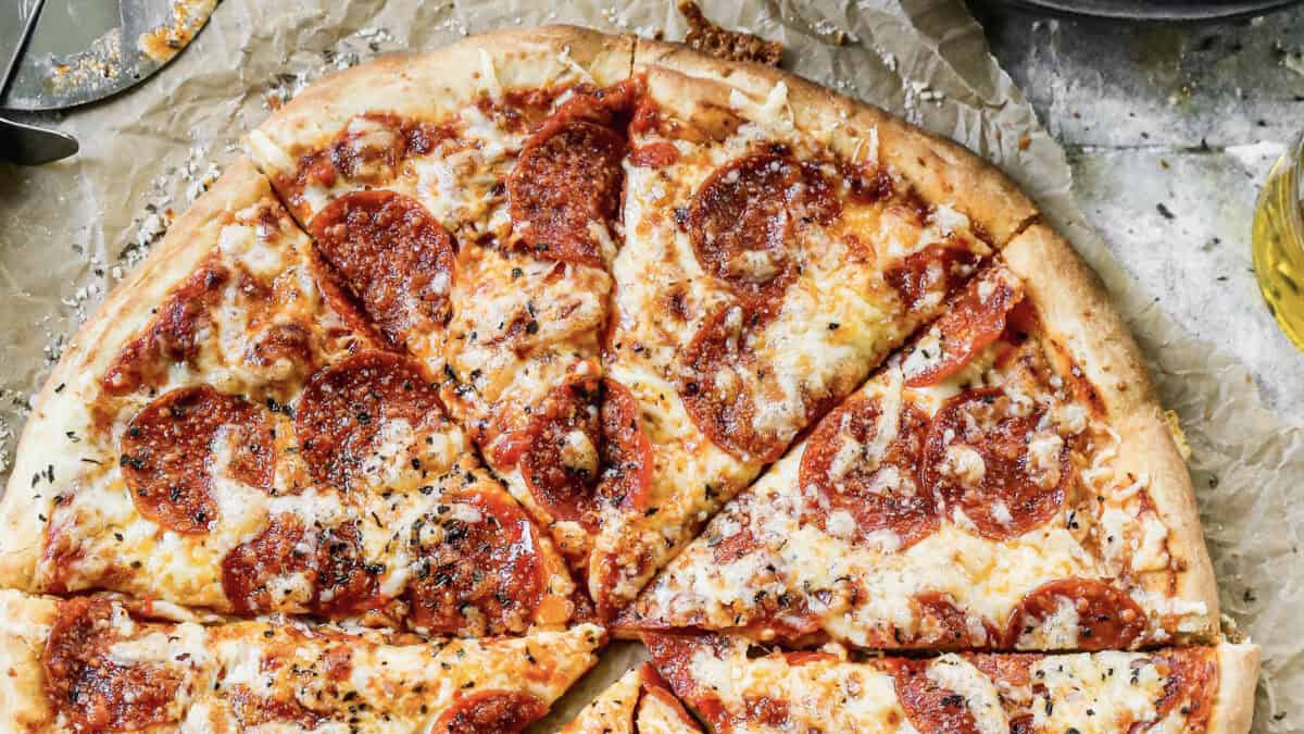 This homemade pepperoni pizza recipe is perfect for crisping on a flat top and makes pizza night feel extra fun.