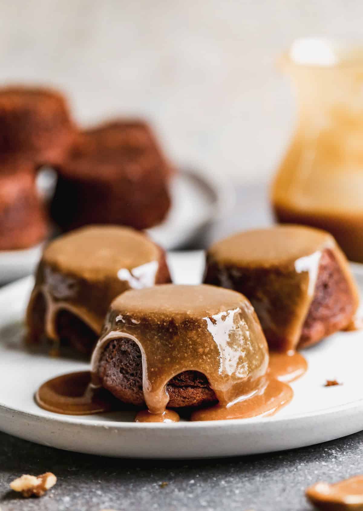 Warm, gooey sticky toffee pudding with rich sauce is undeniably cozy and comforting for romantic evenings in.