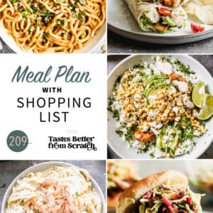 A collage of 5 recipes from meal plan 209.