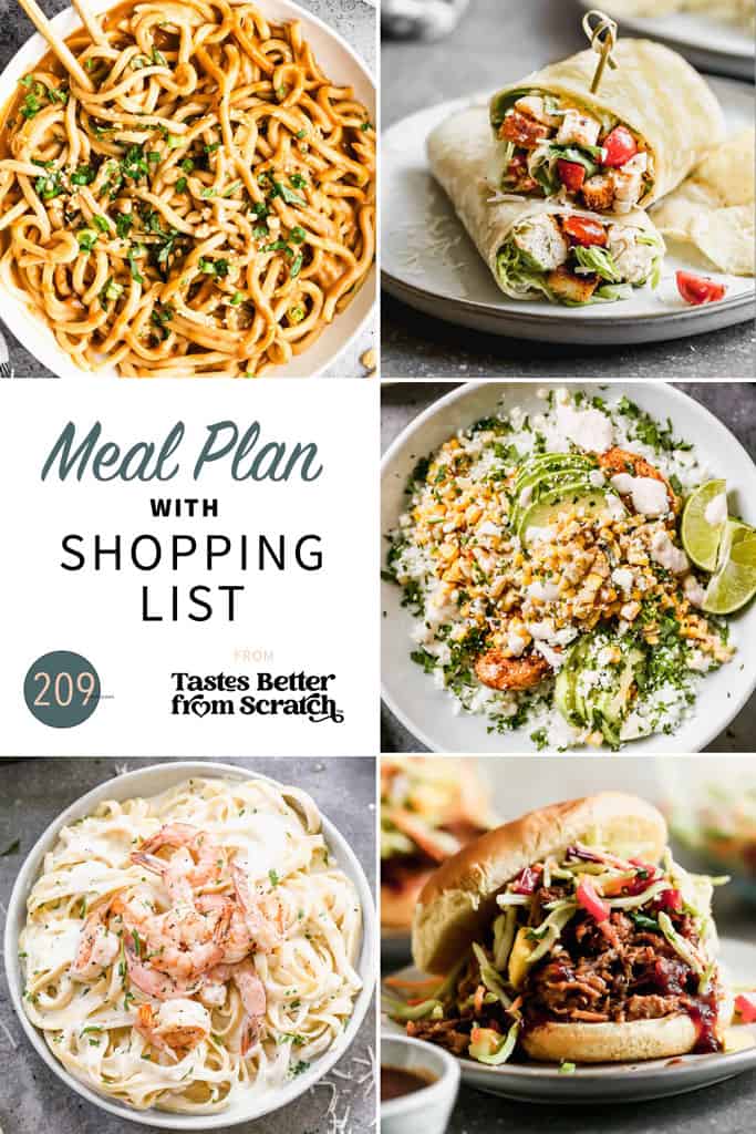 A collage of 5 recipes from meal plan 209.