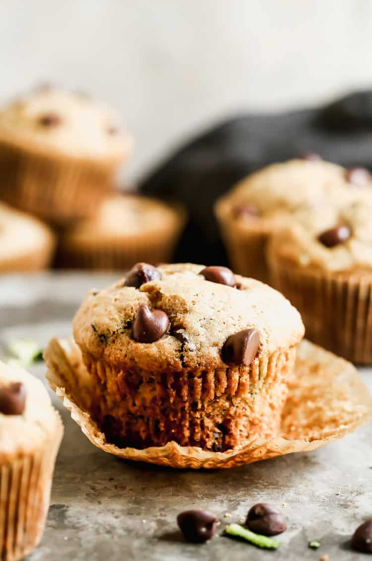 These chocolate chip zucchini muffins are a wholesome snack or breakfast you can freeze ahead.