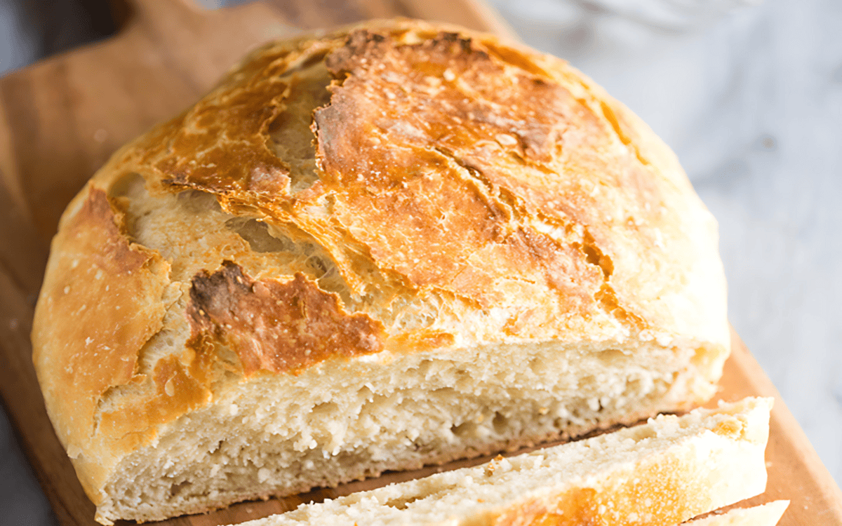 This no knead artisan bread has a crispy crust and soft, airy inside for the perfect homemade loaf.