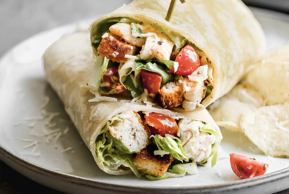 This Chicken Caesar Wrap is a go-to healthy meal when you want Caesar salad flavors fast and in a wrap.