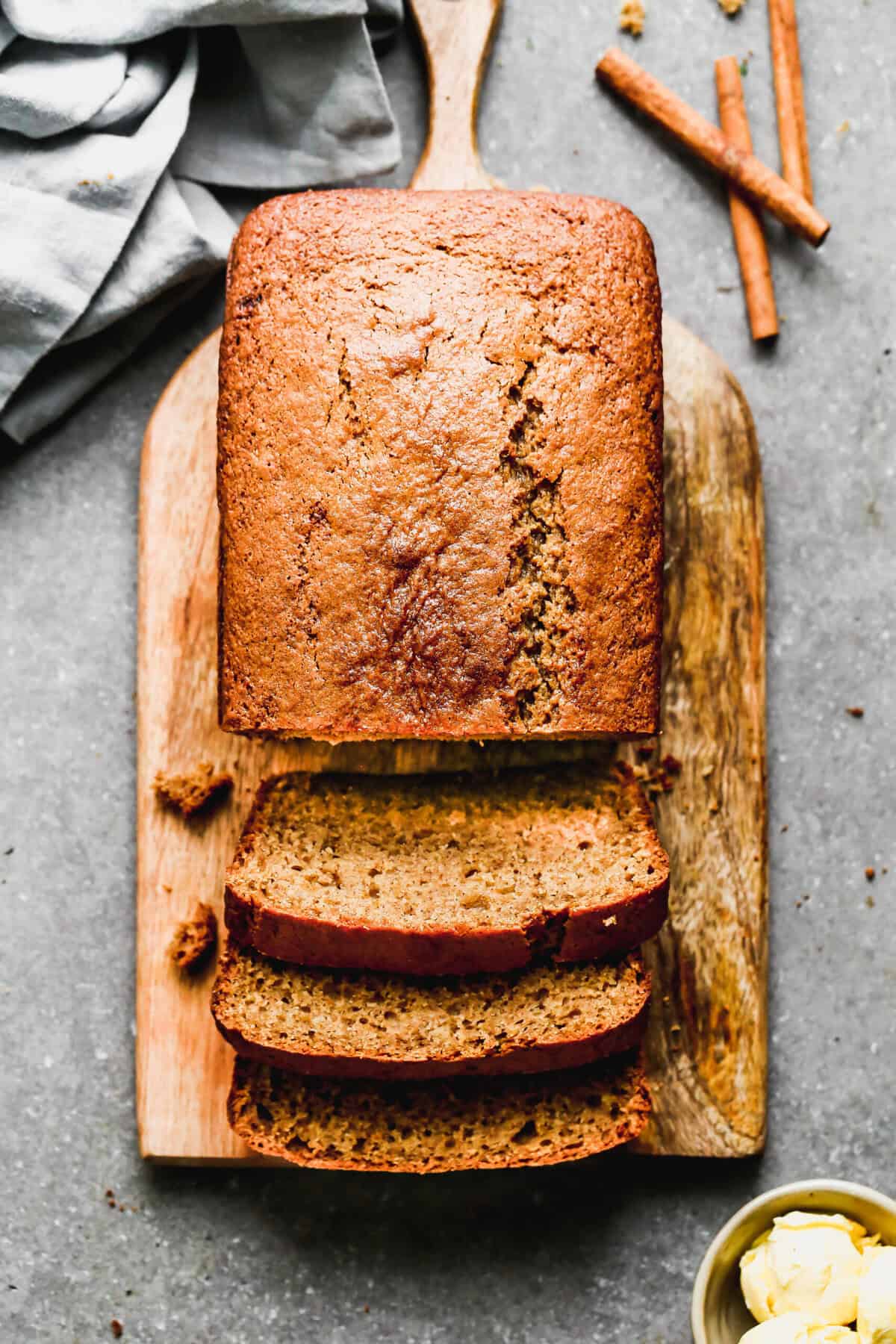 This Applesauce Bread is a soft, spiced quick bread that makes a comforting breakfast or afternoon snack.