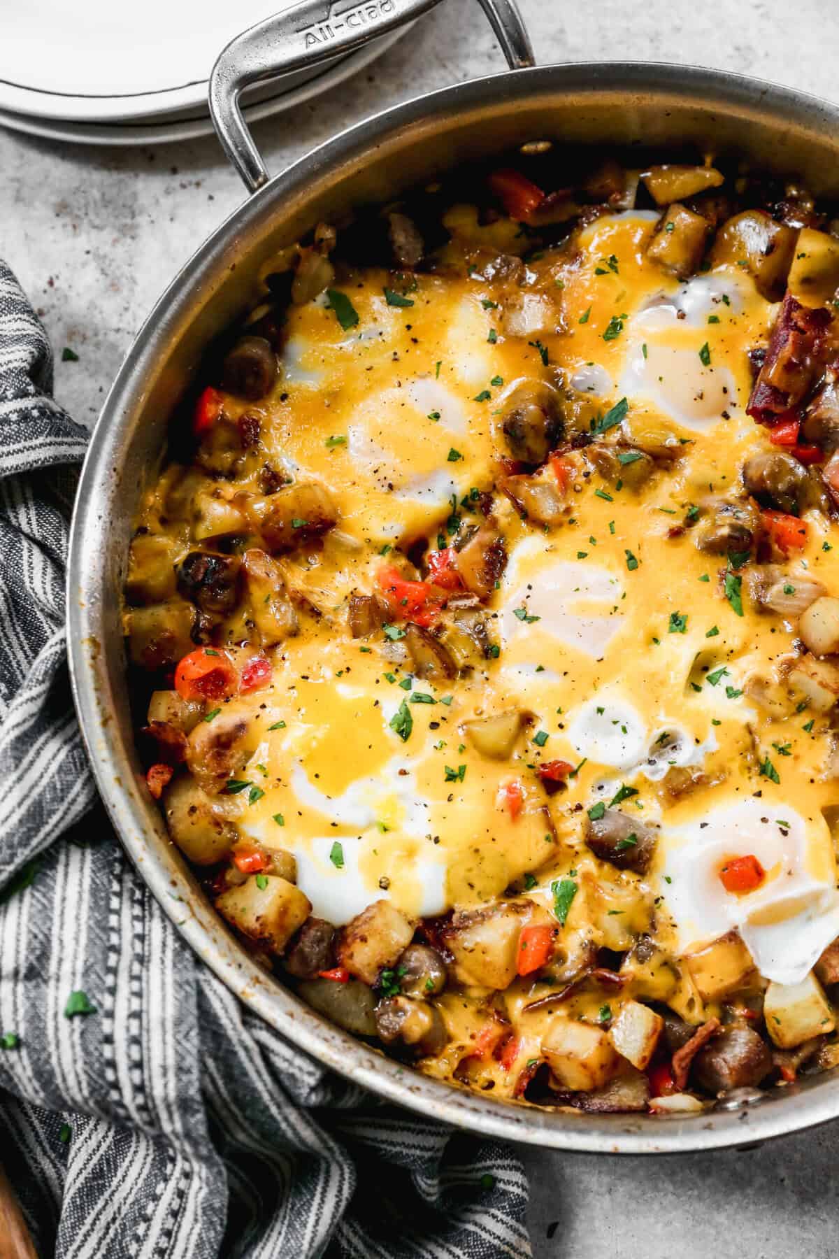 This savory skillet breakfast is how I feed a hungry family and still feel good about it.