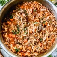 The best Cabbage Roll Soup recipe is flavorful, rich, and has all the flavors we love from cabbage rolls in an easy, one-pot soup!
