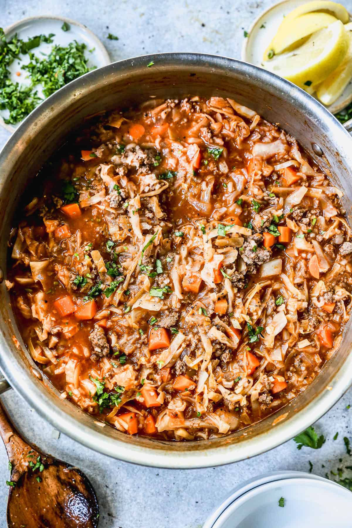 The best Cabbage Roll Soup recipe is flavorful, rich, and has all the flavors we love from cabbage rolls in an easy, one-pot soup!