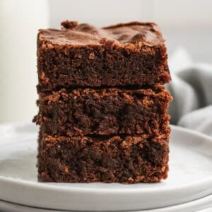These thick and chewy homemade chocolate brownies are easy to make with basic pantry ingredients.