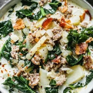 Creamy Zuppa Toscana is everything you love about the restaurant version- made easier and cozier at home.