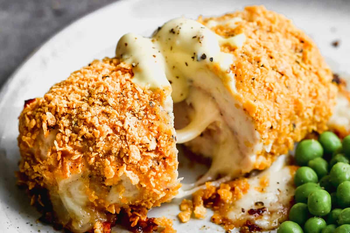 This classic chicken cordon bleu has crispy breading and melty cheese- perfect for an elevated yet approachable date night meal.
