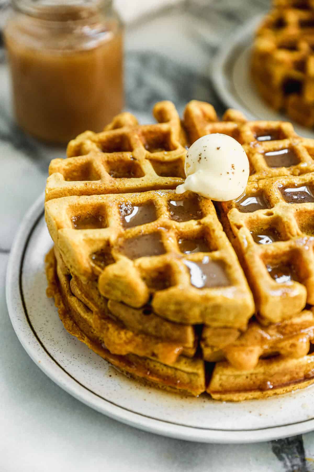 These pumpkin waffles bring breakfast into fall mode with warm spices and fluffy texture.