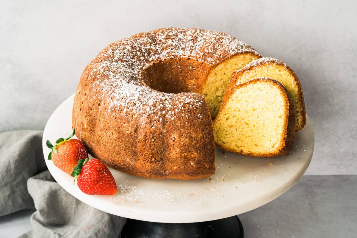 The best Sour Cream Pound Cake recipe is moist, sweet, and so easy to make!