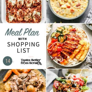 A collage of 5 recipes from meal plan 14.