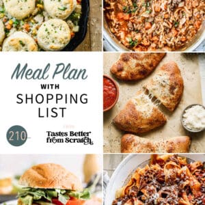 A collage of 5 recipes from meal plan 210.