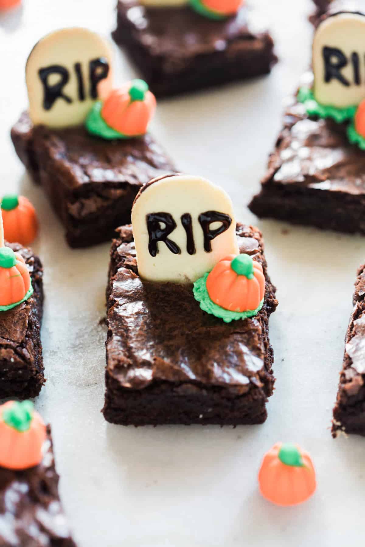Halloween brownies are a chocolatey crowd-pleaser you can decorate any way you like for parties or bake sales.