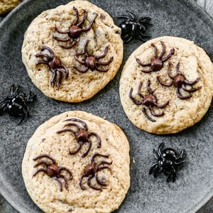 Spider cookies are a fun and easy Halloween twist on chocolate chip cookies that kids love decorating.