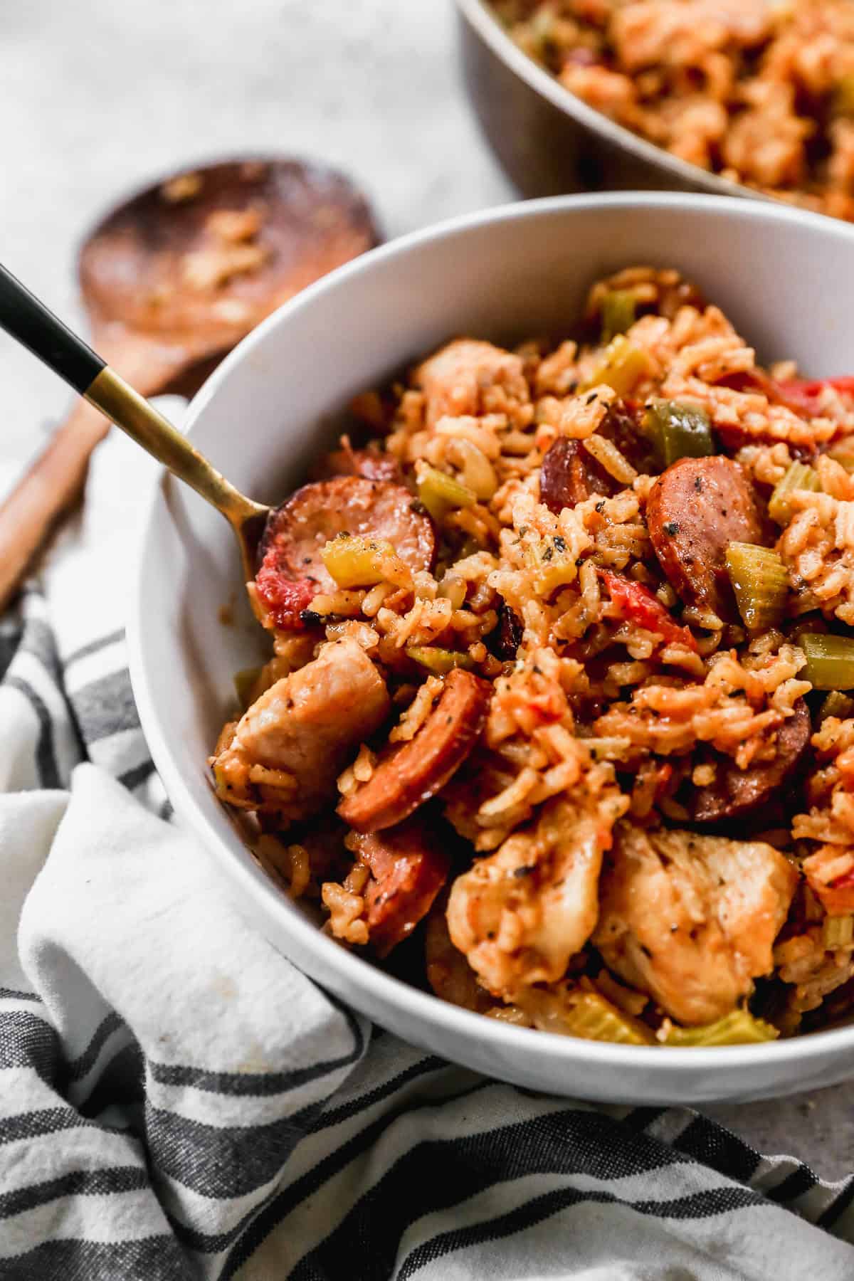 Jambalaya is a bold, one pan dish that’s perfect for feeding a crowd or meal prepping ahead.