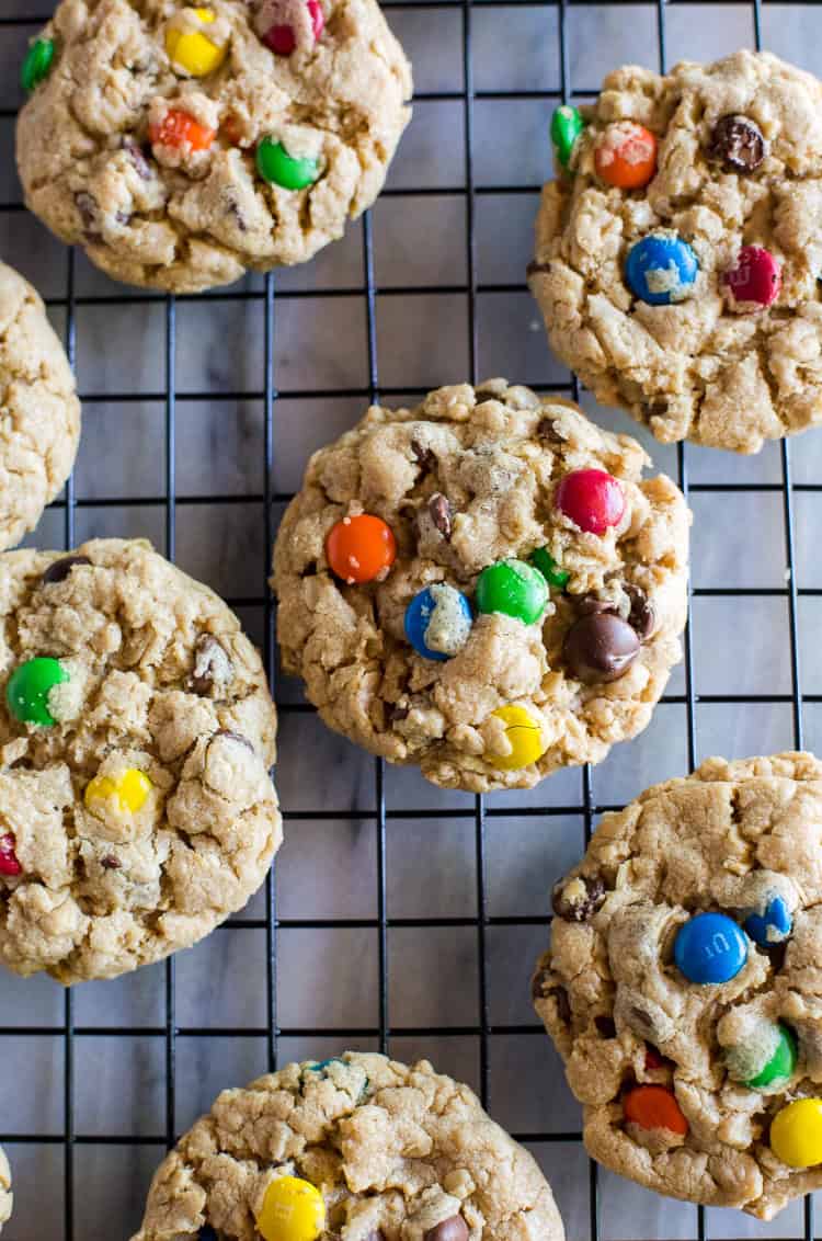 Monster cookies are chewy, colorful, and great for packing in a lunchbox or serving at your Halloween party.