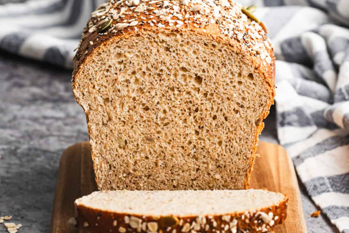 This easy Multigrain Bread recipe is healthy but still has the same soft and chewy texture like bread should. It's perfect for sandwiches, toast, or plain with butter!
