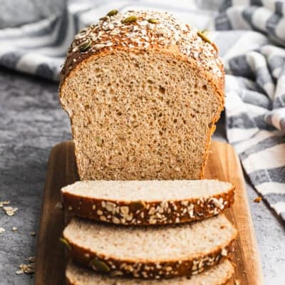This hearty Multigrain Bread recipe is hearty and easy to make but still has that perfect light, chewy, fluffy texture we love! It has become a family staple!