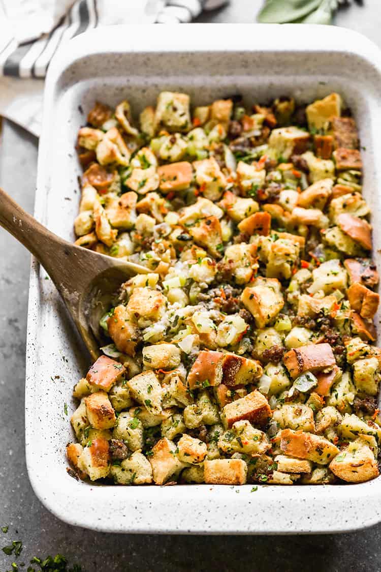 This classic stuffing recipe is a must-make if you're hosting a crowd and want something comforting, simple, and satisfying!