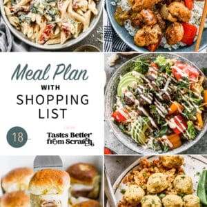 A collage of 5 recipes from meal plan 18.