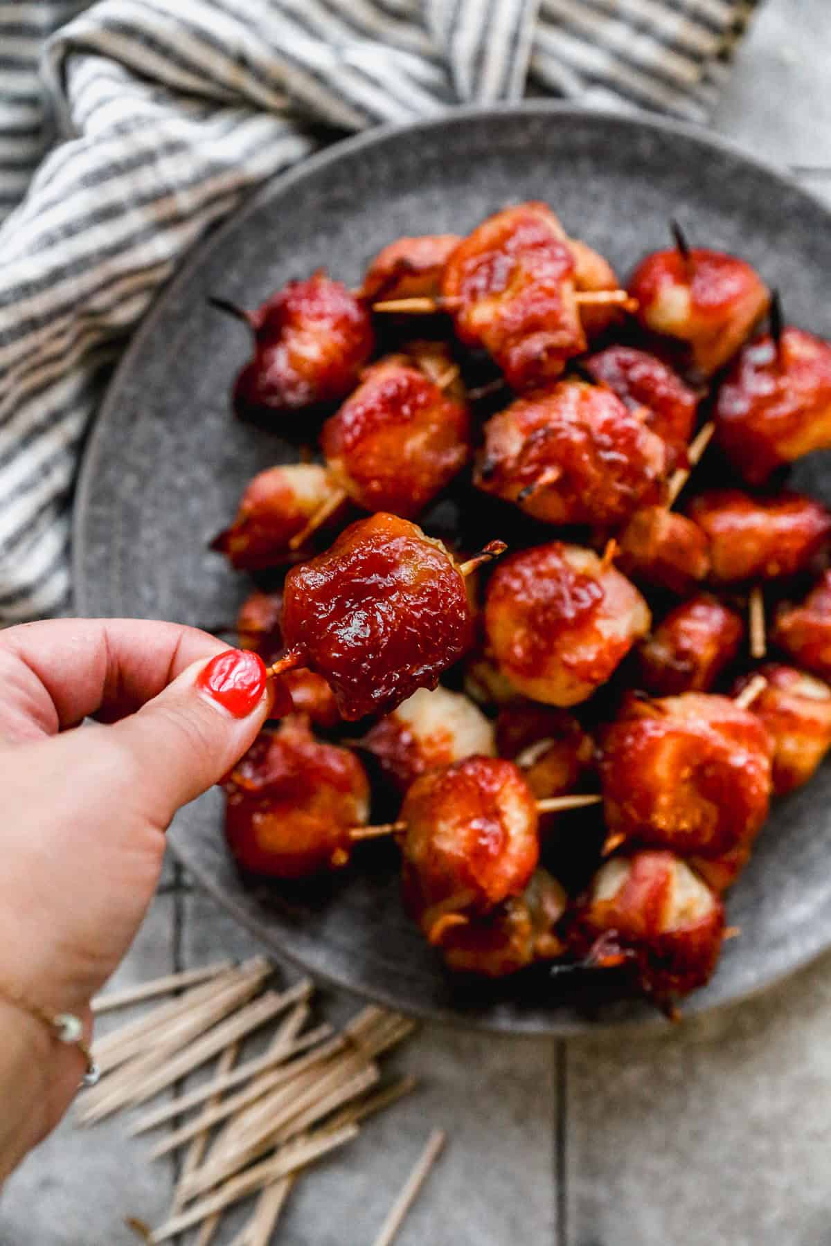 These bacon-wrapped water chestnuts give you crunchy, savory bites perfect for passing around at your holiday gathering.