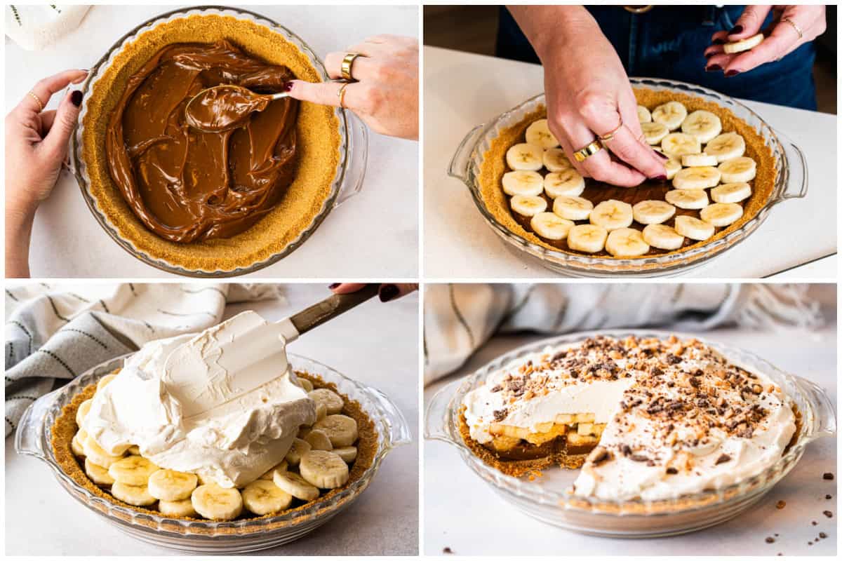 Banoffee Pie is easy to make with a graham cracker crust, dulce de leche and bananas and is an easy no bake pie.