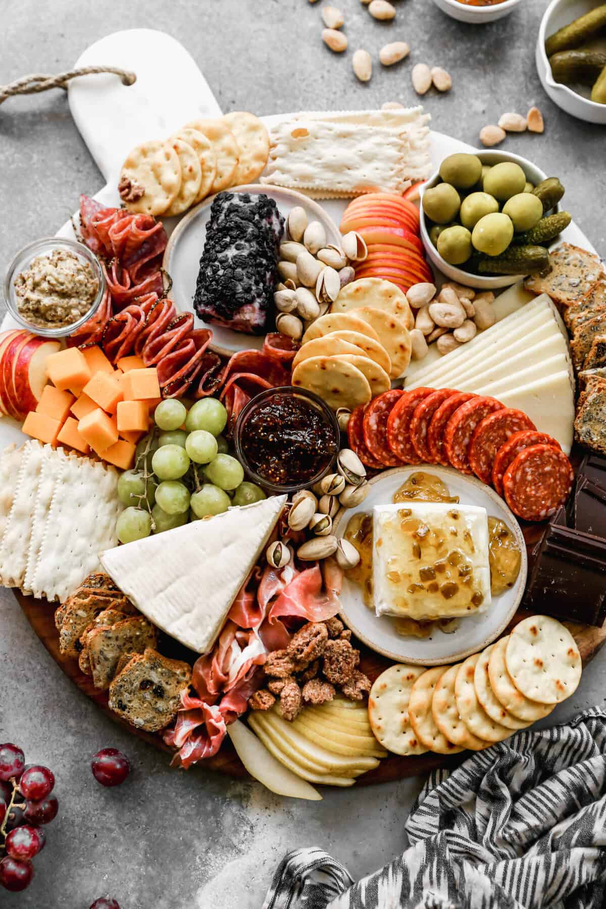 This charcuterie board gives you a stylish grazing spread that guests can help themselves to while you finish the main course.
