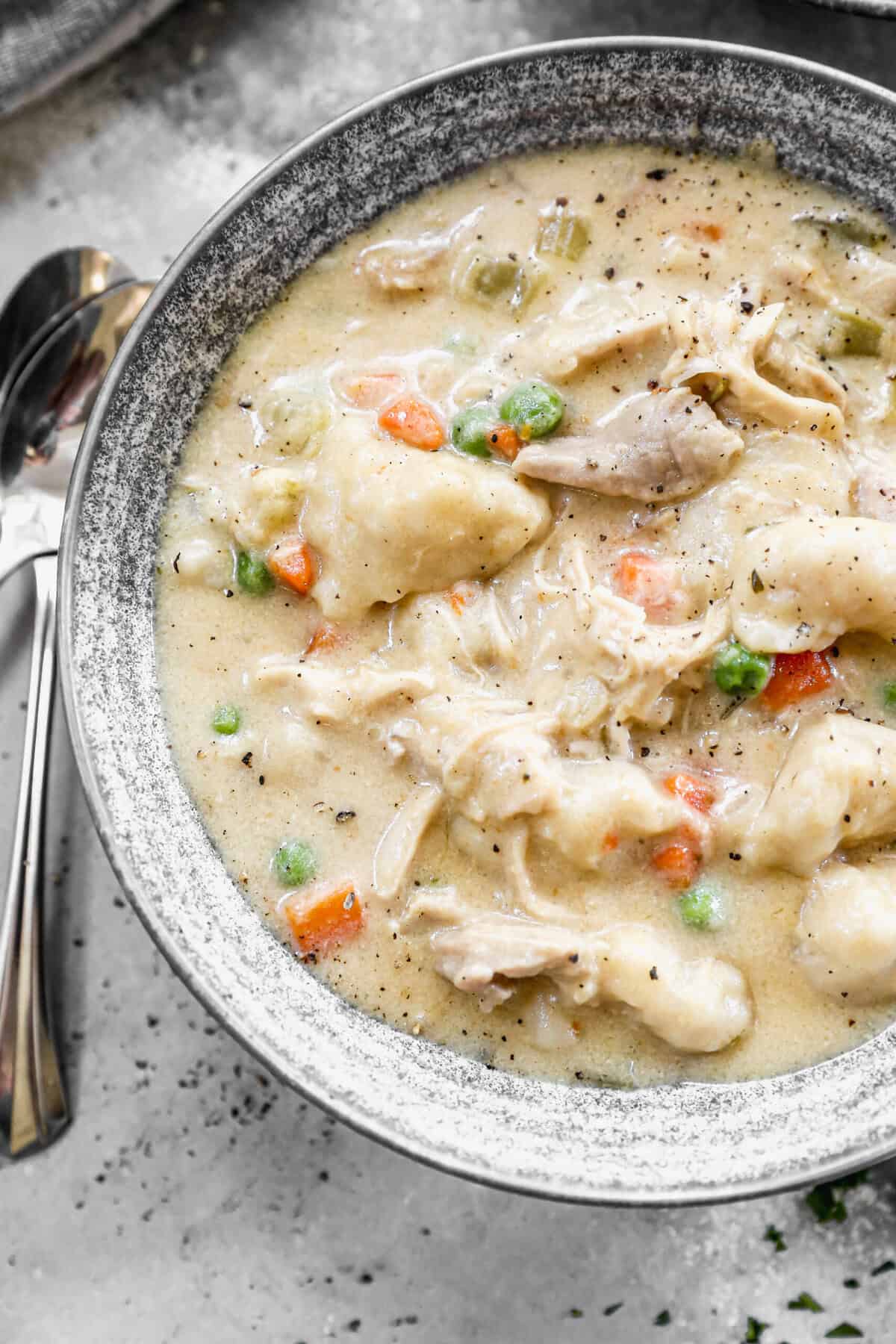 This turkey and dumpling soup is made with homemade dumplings and tastes better than store-bought versions.