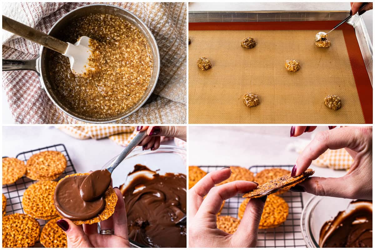 This crispy Lattice Cookies recipe have a caramelized, crispy texture and have a layer of chocolate sandwiched between two. They are unique and addicting!